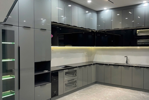 TỦ BẾP HỢP KIM NHÔM CÁNH KÍNH LAMINO LUXURY